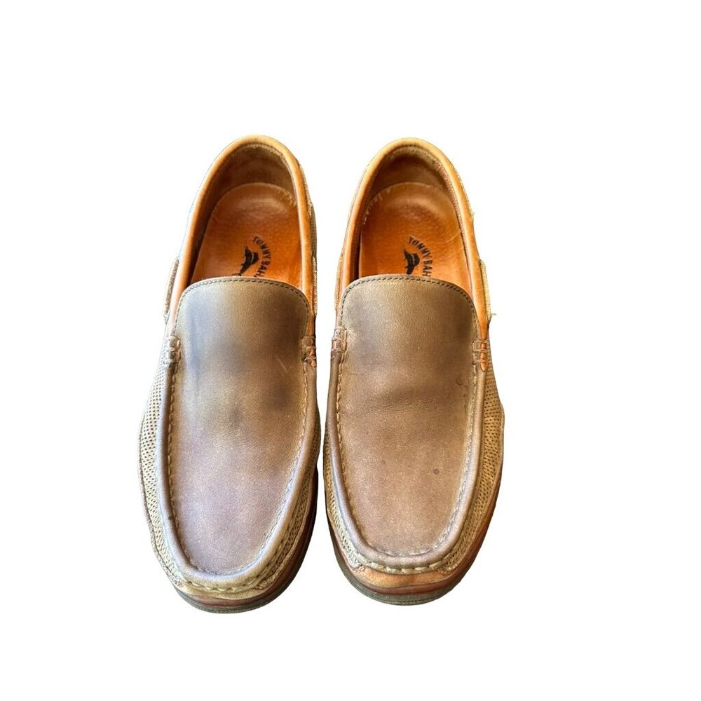 Tommy Bahama Men's Leather Slip-On Loafers‎ Size 11.5M Brown Dark Olive